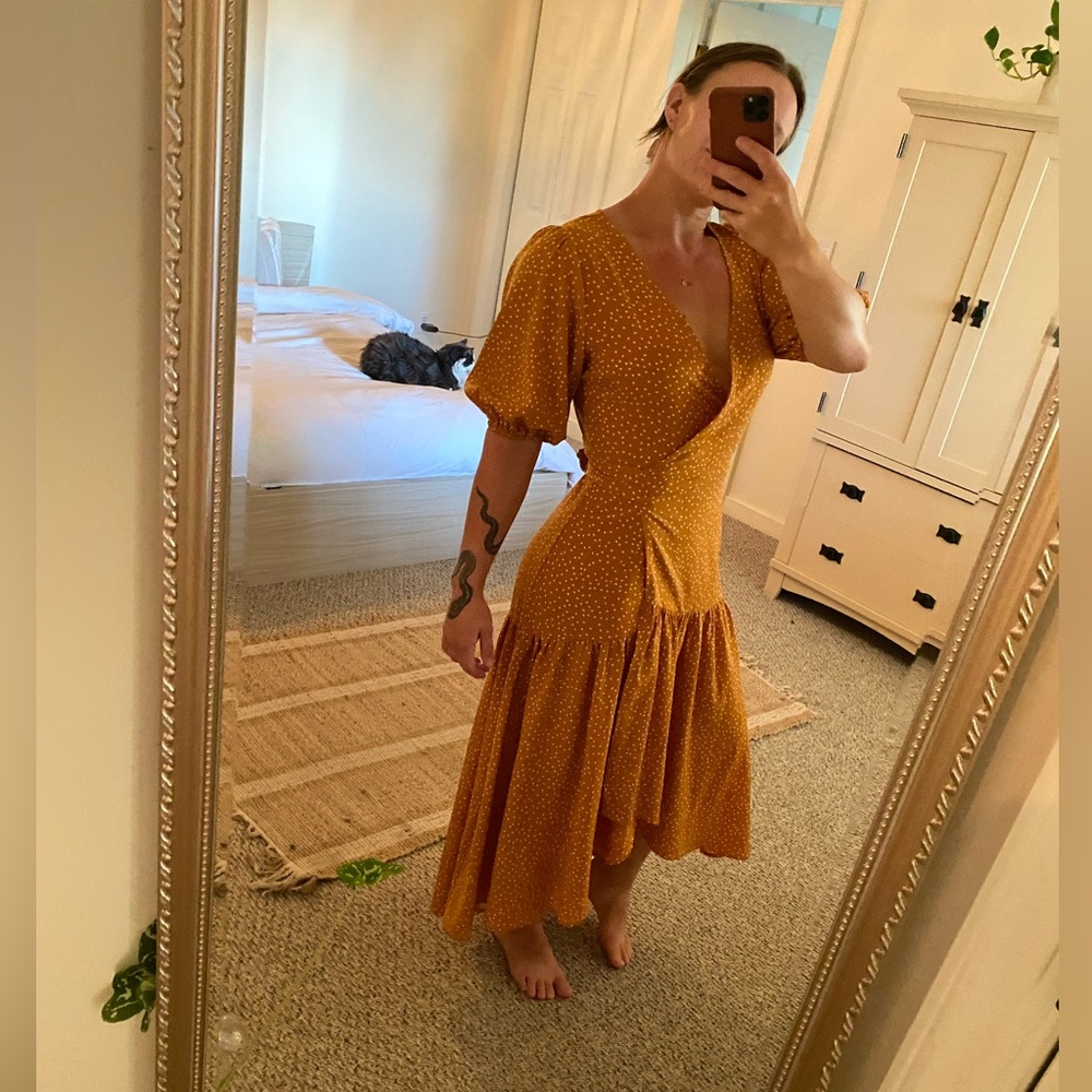 Flying Tomato Mustard Wrap Dress